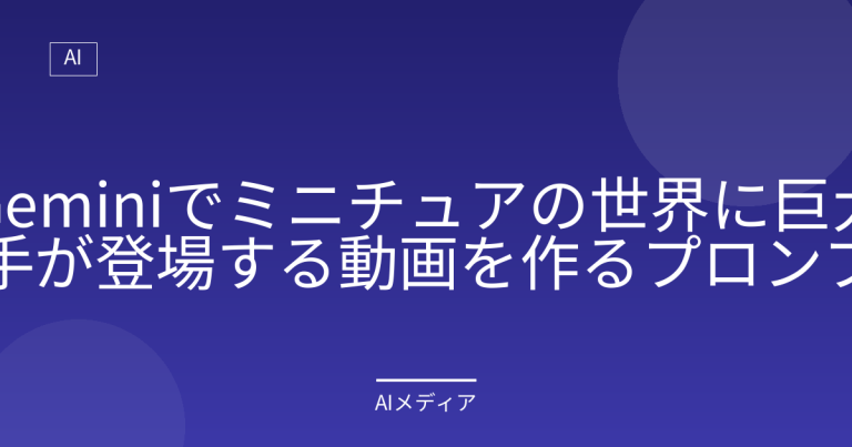 Geminiでミニチュアの世界に巨大な手が登場する動画を作るプロンプト